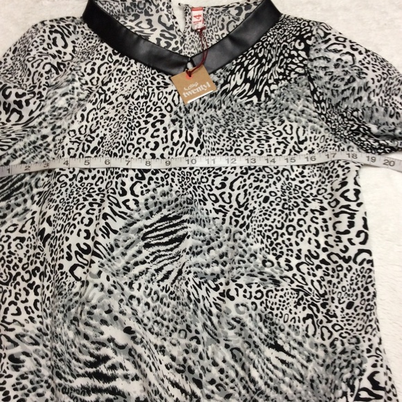 Twenty 4 Black & White Cheetah Print Blouse Sz 14 - Picture 4 of 8
